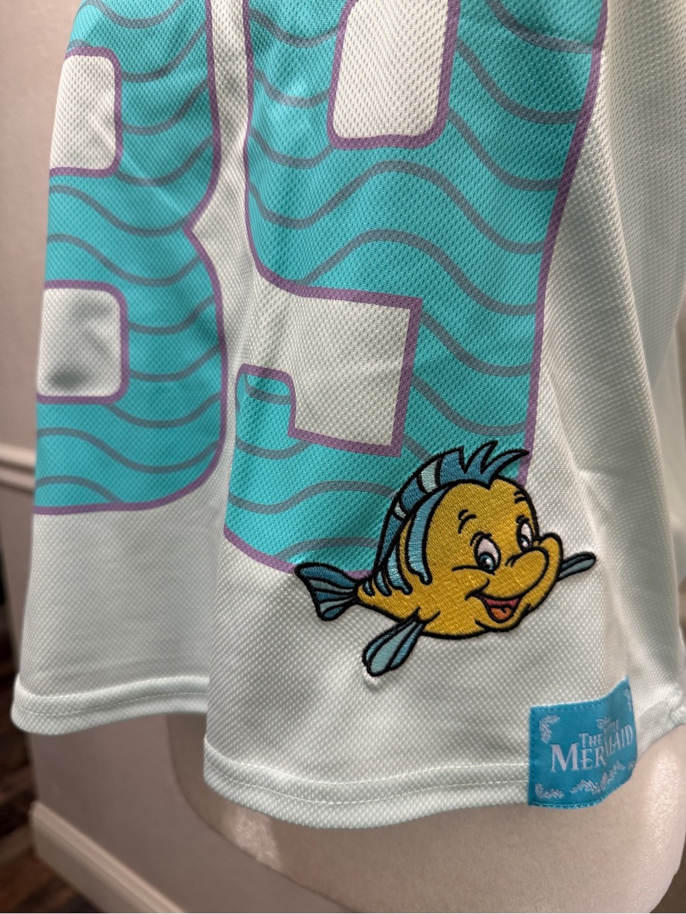 Ariel Disney Jersey Top with Shell & Flounder Size Small - Picture 2 of 7